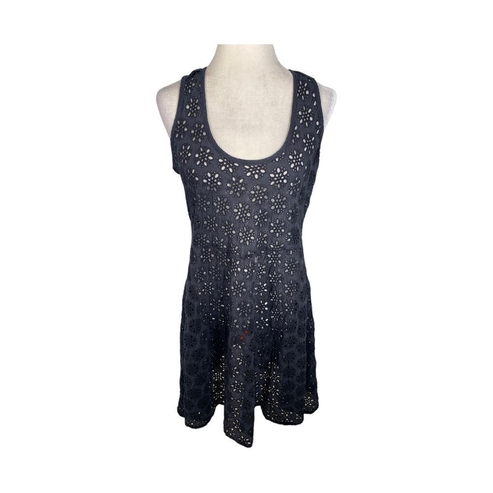 Johnny Was Eyelet Crochet Black Coverup Dress